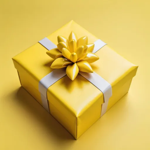 Prompt: Picture of a gift in lemon color