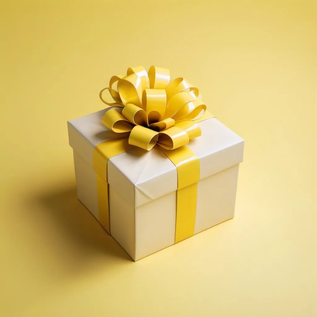 Prompt: Picture of a gift in lemon color