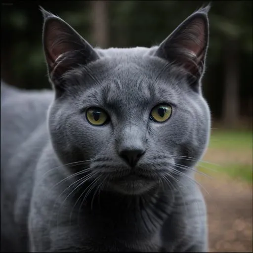 Prompt: create a photo realistic image of a russian blue cat in the style of a super 8 camera
