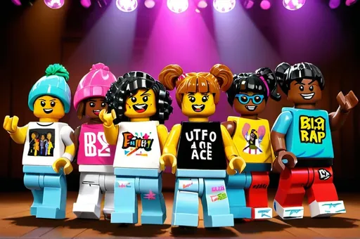 Prompt: (accurately spelled text "ALPHABETS LETTERS"), (6-year-old Rap-star) brown skin girl, 4c type hair, vibrant stage lighting, dynamic atmosphere, hip-hop style outfit, engaging pose, with girl and boy band, colorful backdrop, cheering crowd, youthful energy, letters appearing in sequence, ultra-detailed, high quality, lively and cheerful mood.