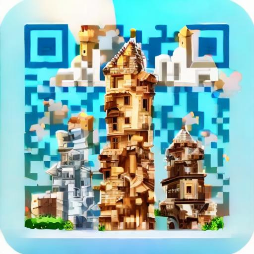 Prompt: Create a cute building and towers and sky 