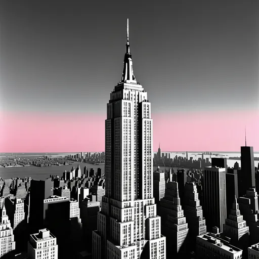 Prompt: 3D render of the Empire State Building in Andy Warhol's 'Empire' movie, 1964, 4k, ultra-detailed, 3D shadows, modern twist, monochrome, iconic landmark, cinematic atmosphere