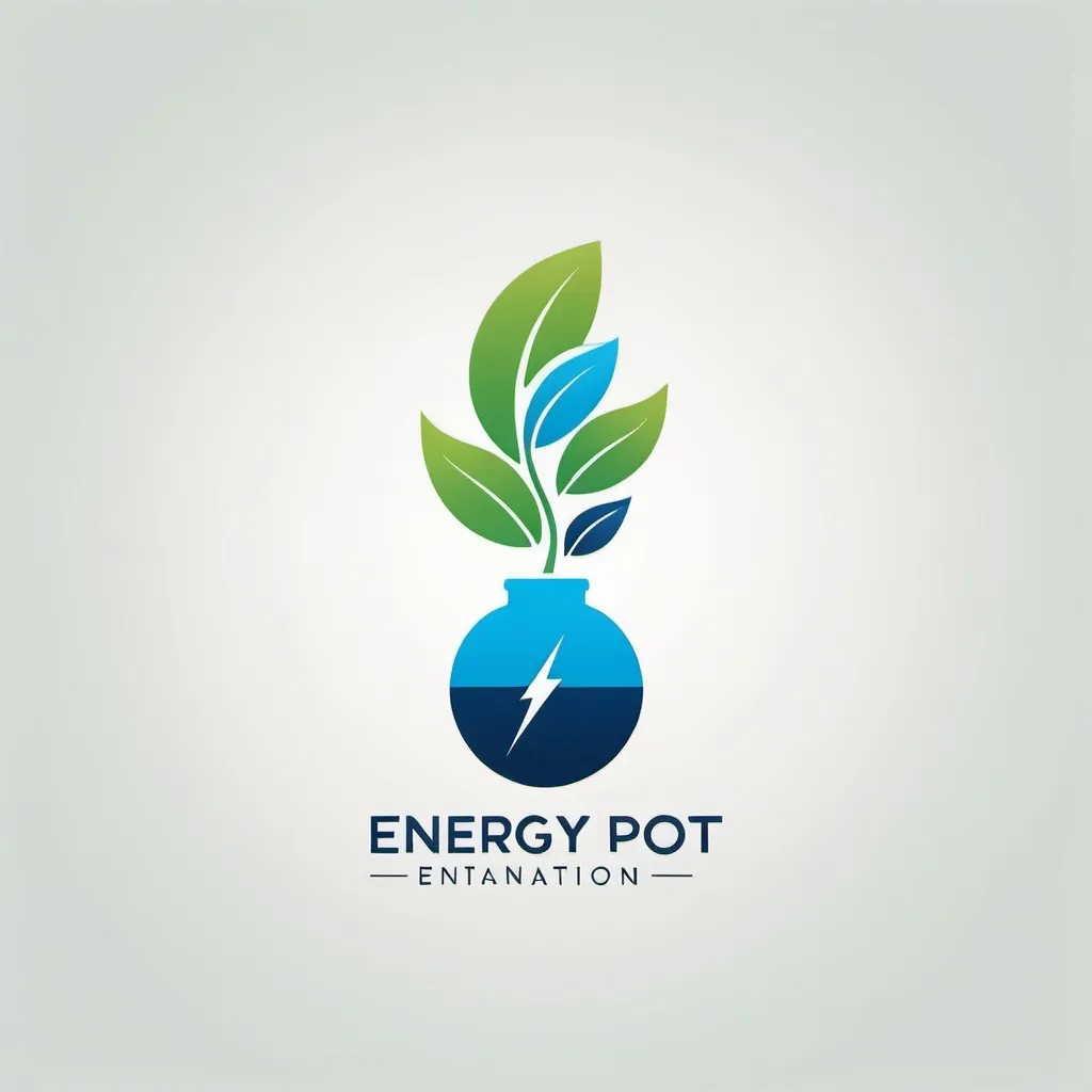 Prompt: create a logo for a company that produces a potential energy batery.
The logo should be simple, have references to a weight hang by a wire and to energy. Company name is EnergyPot
