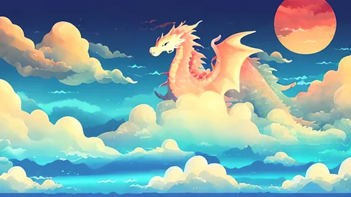 Prompt: anime ocean scene. sunset colors and fluffy clouds, majestic dragon soaring in the sky above
