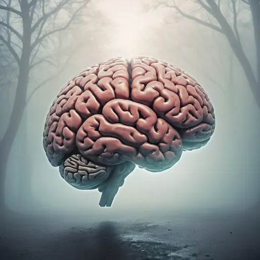 Prompt: human brain in a fog
