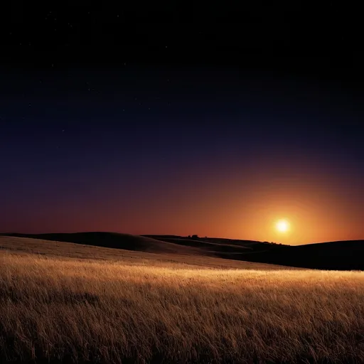 Prompt: windows xp, bliss, wallpaper, at night, dry grass