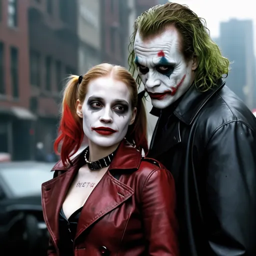 Heath Ledger as Joker and Jessica Chastain as Harley...