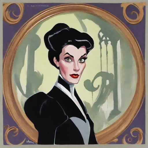 Prompt: gouache painting of a Disney animated style Mina Murray from Dracula inspired by Basil Gogos.