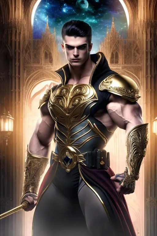 Prompt: 4k ultra high res, highly detailed, a handsome male with pale albino skinned well muscled and  defined body builder  physique, young and aristocratic faced, with pale green eyes, a powerful vampire standing in front of a Victorian manor, great staff ready as weapons, full body facing the viewer, Luis Royo, Amy Sol style,  with large bright moon and night sky with twinkling stars and  fluffy clouds 