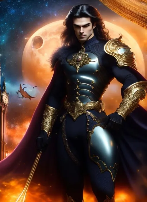 Prompt: 4k ultra high res, highly detailed, a handsome male with pale white skinned well muscled and  defined body builder  physique, young and aristocratic faced, powerful vampire standing in front of a Victorian manor, great staff ready as weapons, full body facing the viewer, Luis Royo, Amy Sol style,  with large bright moon and night sky with twinkling stars and  fluffy clouds 