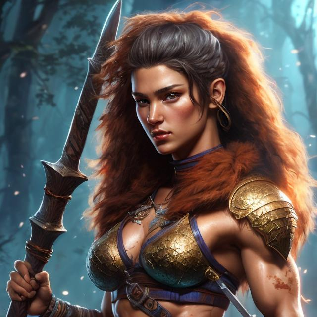 Prompt: UHD, , 8k, high quality, poster art, (( Aleksi Briclot art style)), hyper realism, Very detailed, full body, muscular, view of a young female barbarian, battle axe, blue skin. mythical, ultra high resolution, light and shading in 8k, ultra defined. 