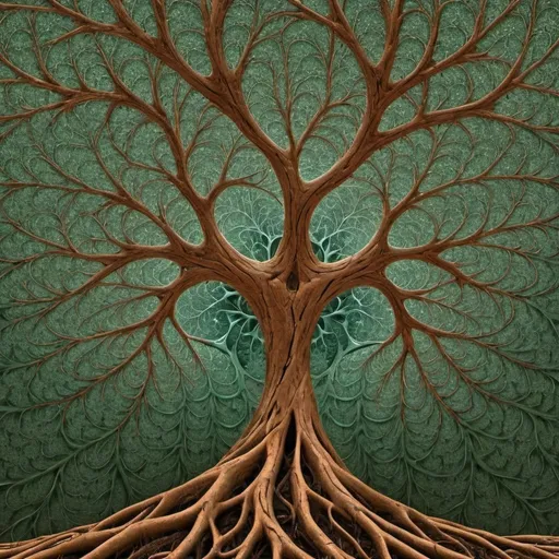Prompt: Tree branching into a Koch fractal pattern