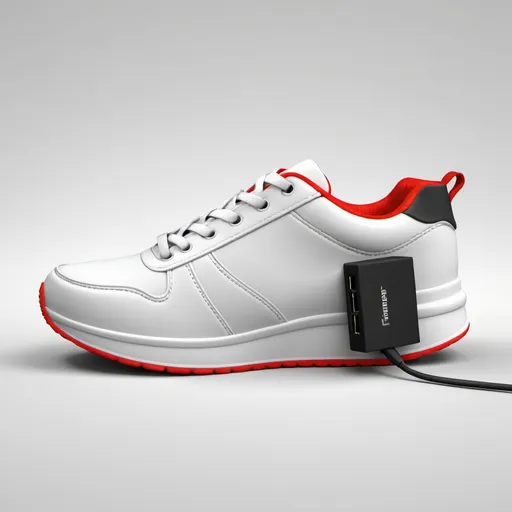 Prompt: A sneaker with a USB port at the side,realistic