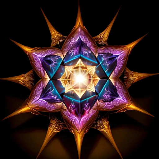 Prompt: metatrons cube blazing with inner light