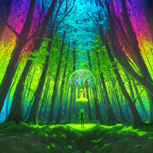 Prompt: Embossed text 'A+D' on tree, vibrant colors, surreal psychedelic, 3D rendering, intricate psychedelic patterns, high-res, vibrant, surreal, tree trunk texture, glowing neon colors, detailed, trippy, surreal lighting