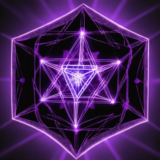 Prompt: a purple glowing merkaba, see through