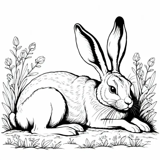 Prompt: A cute picture of the hare sleeping