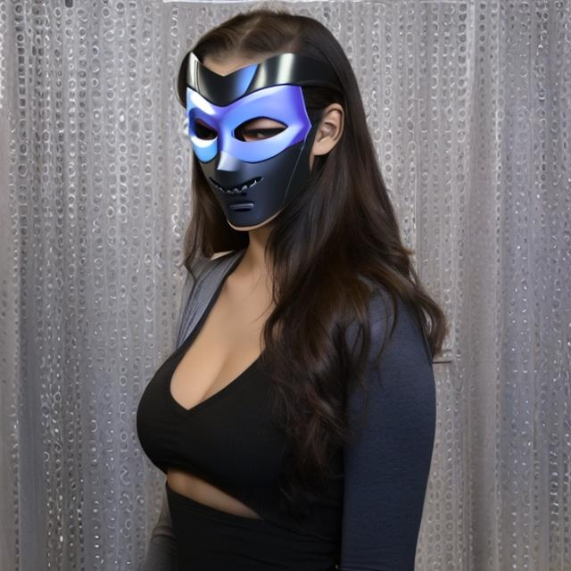 Prompt: Kira Kosarin in hacker mask 