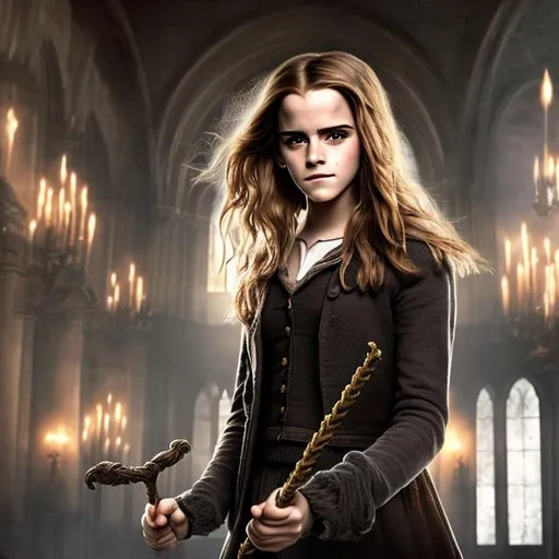 Prompt: emma watson as  evil hermione granger, 