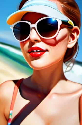 Prompt: beach selfie, sunshine, warm lighting, ultra-detailed, realistic, high resolution, highly detailed, photorealistic, sunglasses