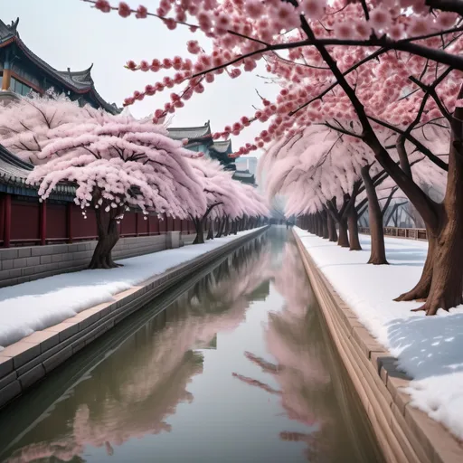 Prompt: An ultra detailed, realistic, digital art, featuring Cherry Blossom Season: Capture the ethereal beauty of Luoyang ( ice and snow) season, showcasing blooming trees in iconic locations like Luoyang Park.. happy accidents, exquisite detail, 30 megapixels, 4k, CanonEOS 5D Mark IV DSLR, 85mm lens, sharp focus, intricate detail, long exposure, f/2, ISO 100, shutter speed 1/125, diffuse backlighting, award-winning photograph, facing camera, looking into camera, monovision, perfect contrast, high sharpness, face symmetry, depth of field, ultra-detailed photography, raytracing, global illumination, smooth, ultra high definition, 8k, unreal engine 5, ultra sharp focus, award-winning photography