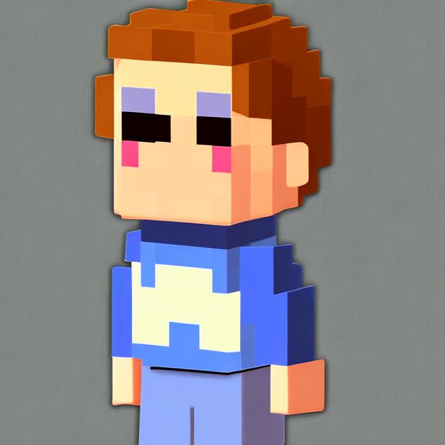 Prompt: A pixel by pixel art of a cartoon boy, front view 