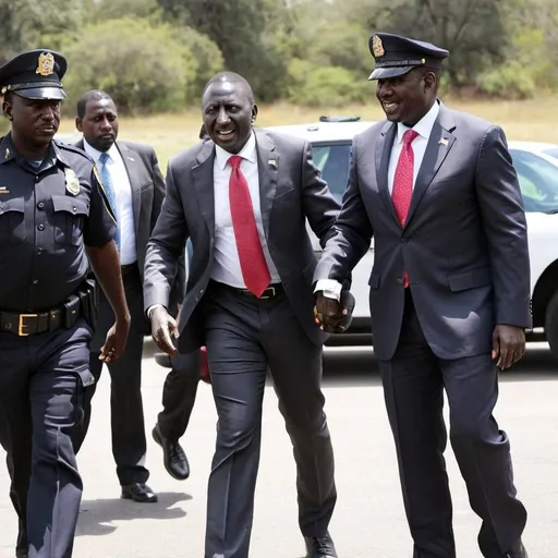 Prompt: Help create image of president William Ruto of kenya being arrested by Feds while in Usa