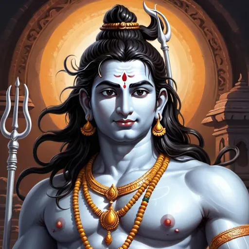 Prompt: beautiful slightly smiling lord shiva who can be seen in indian scripures.
