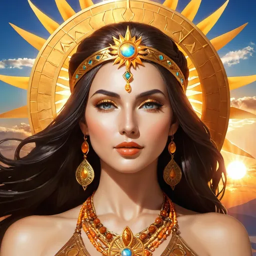 Prompt: Fantasy Image,
Priestess of the Sun.