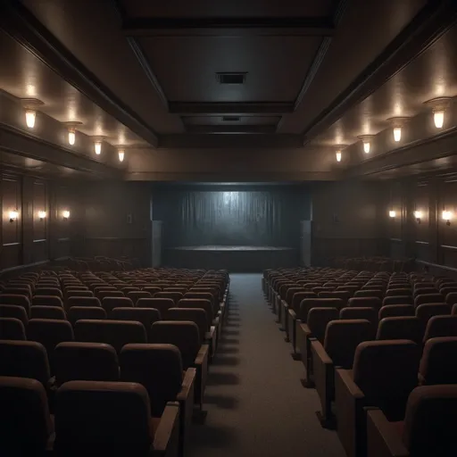 Prompt: College auditorium, horror films, photorealistic photo, 8k, hyperrealism, hyperrealistic, unreal engine render, highly detailed, ultra-realistic, octane render, horror film look, hyperrealistic and cinematic, atmospheric light, hyper detail, front view, dramatic shot, octane render, 4k, photo, wide shot, great detail, horror mood, cinematic look, Horror film, horror mood, horror look, Interior wide shot, night light, cinematic lighting, very detailed, hyper-realistic, hyperreal, anti-aliasing, intricate details, maximum detail, ultra-detailed, volumetric lighting, soft lighting 8k, HDR, ultra-detailed.
