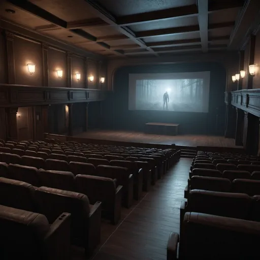 Prompt: College auditorium, horror films, photorealistic photo, 8k, hyperrealism, hyperrealistic, unreal engine render, highly detailed, ultra-realistic, octane render, horror film look, hyperrealistic and cinematic, atmospheric light, hyper detail, front view, dramatic shot, octane render, 4k, photo, wide shot, great detail, horror mood, cinematic look, Horror film, horror mood, horror look, Interior wide shot, night light, cinematic lighting, very detailed, hyper-realistic, hyperreal, anti-aliasing, intricate details, maximum detail, ultra-detailed, volumetric lighting, soft lighting 8k, HDR, ultra-detailed.