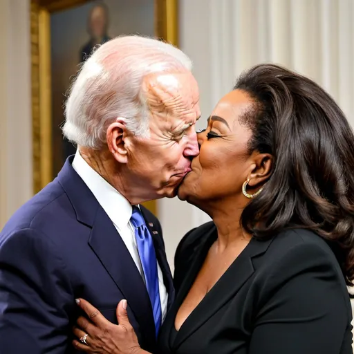 Prompt: biden kiss oprah