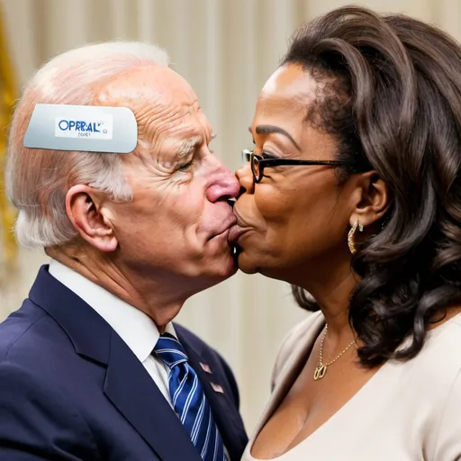 Prompt: biden kiss oprah