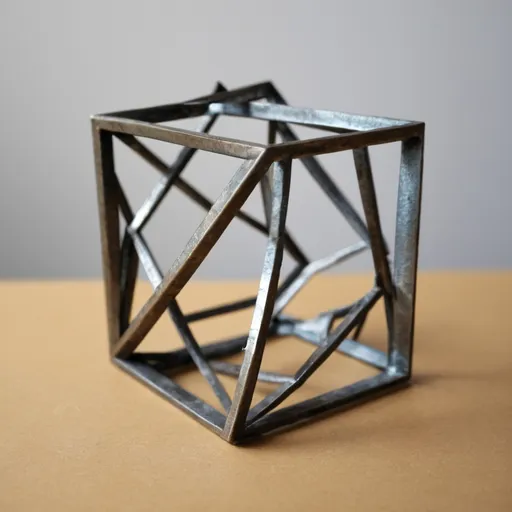 Prompt: Small 4x4 metal geometric three-dimensional object "creativity"