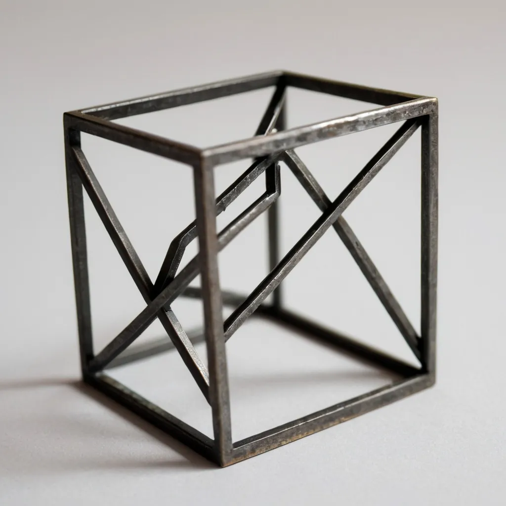 Prompt: Small 4x4 metal geometric three-dimensional object "definition"