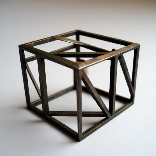Prompt: Small 4x4 metal geometric three-dimensional object "philosophy"