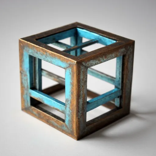 Prompt: Small 4x4 metal geometric three-dimensional object "creativity"