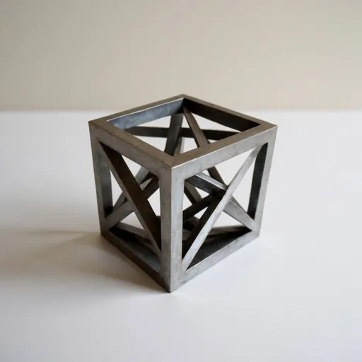 Prompt: Small 4x4 metal geometric three-dimensional object "logic"