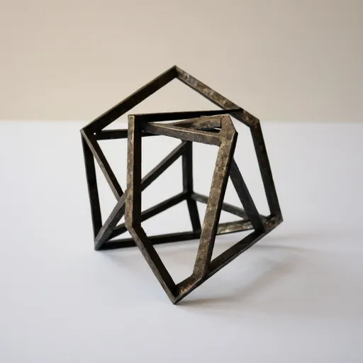 Prompt: Small 4x4 metal geometric three-dimensional object "purpose"