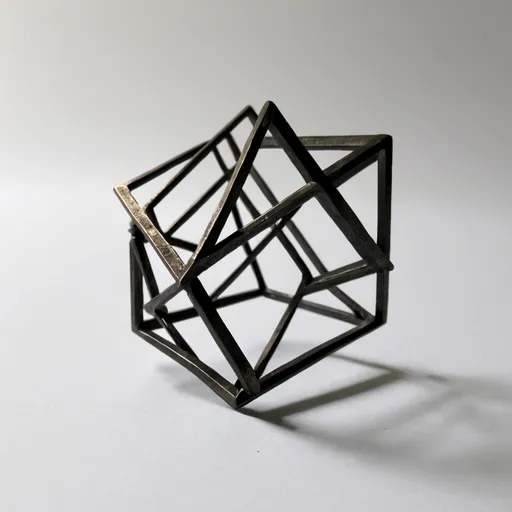 Prompt: Small 4x4 metal geometric three-dimensional object "creativity"