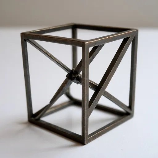 Prompt: Small 4x4 metal geometric three-dimensional object "philosophy"