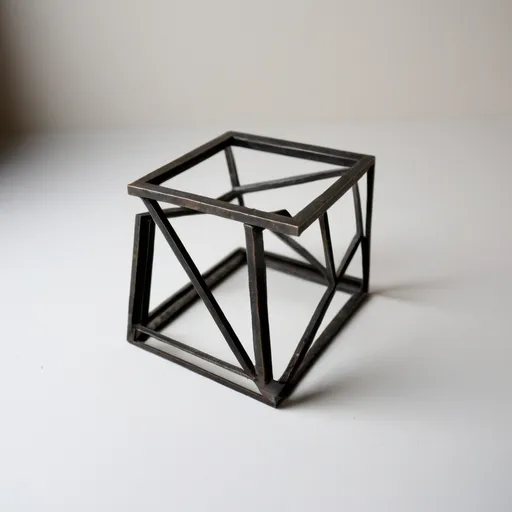 Prompt: Small 4x4 metal geometric three-dimensional object "purpose"