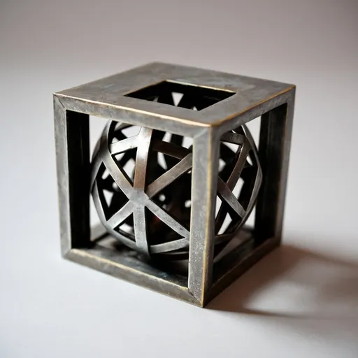 Prompt: Small 4x4 metal geometric three-dimensional object "definition"
