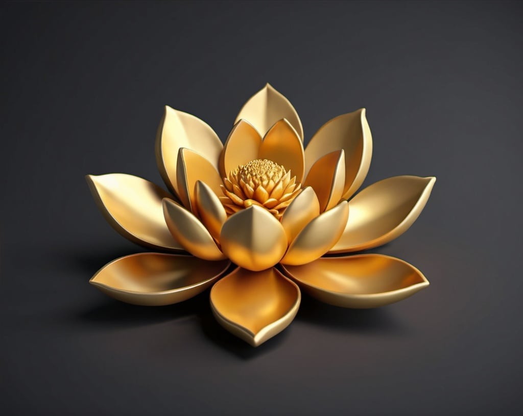 Prompt: golden lotus flower logo 3d