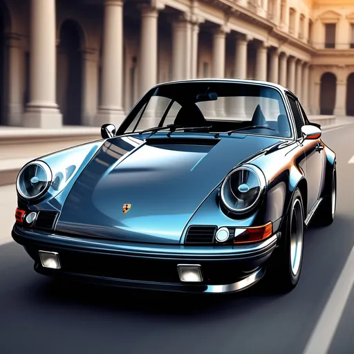 Prompt: (Porsche 911, first series) (artistic interpretation), classic colors, dynamic brush strokes,classicalstyle, stunning details, captivating design, showcasing sleek lines and curves of the classic car, exquisite background, enhancing the vehicle's elegance, high-quality visual, bright ambiance, perfect blend of form and creativity, meant to evoke admiration and nostalgia.