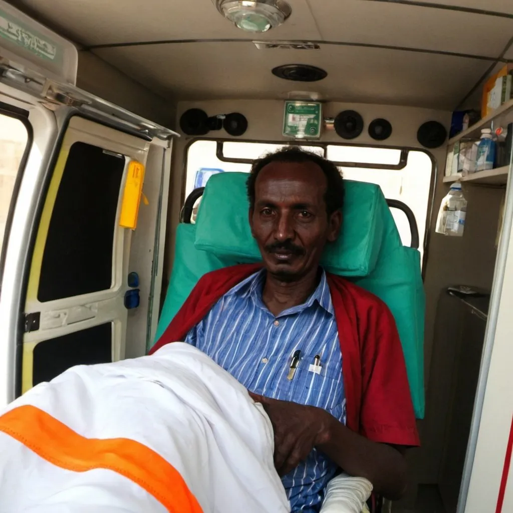 Prompt: Sudanese Patiant in the Ambulance