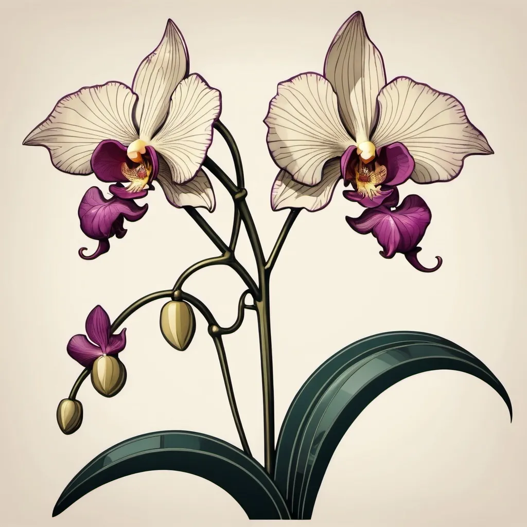 Prompt: An Art Deco stylized orchid