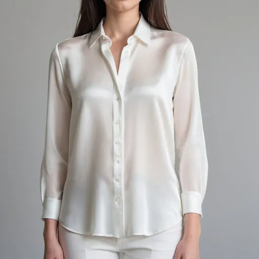 Prompt: A white silk shirt for female no face 