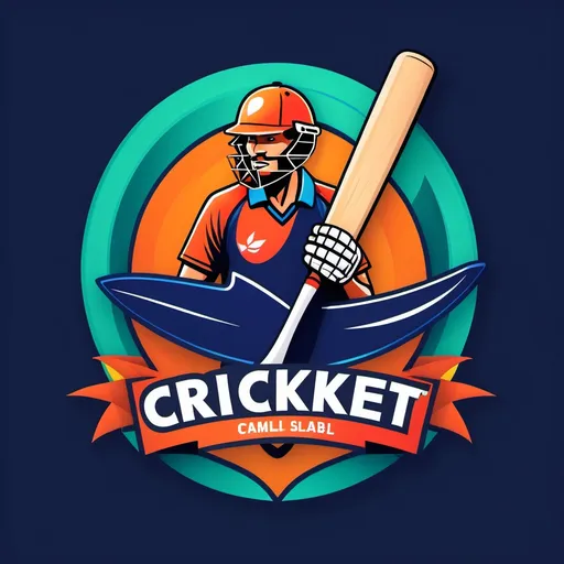 Prompt: A dynamic cricket team logo with bold colors and contain Whales as the main image and contain cricket bat ball and stumps