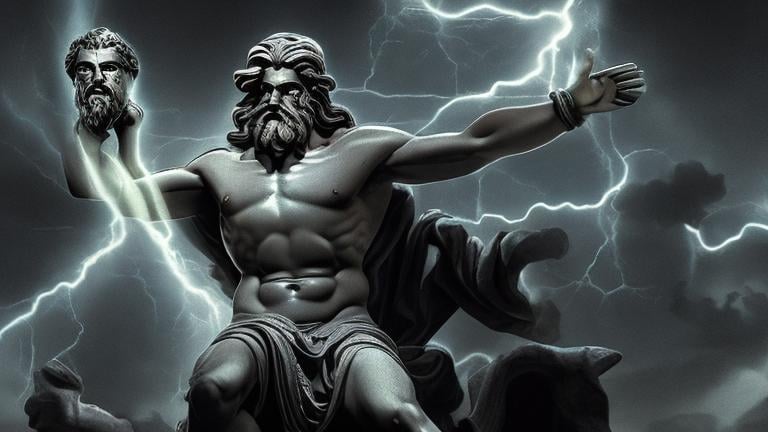 Prompt: zeus greek mythology dark